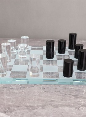 北欧圆柱水晶棋盘样板房售楼部卧室客厅餐厅书房桌面家居饰品摆件