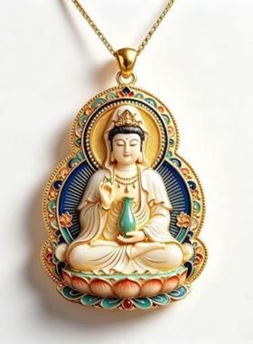 【富贵臻品】莲韵纳福观音佛合金项链吊坠福满莲台高级项链