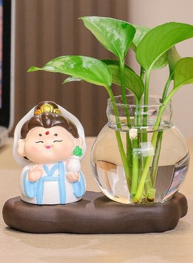 福气小神仙佛祖月老家居电视柜客厅办公桌面工位家居玄关装饰摆件