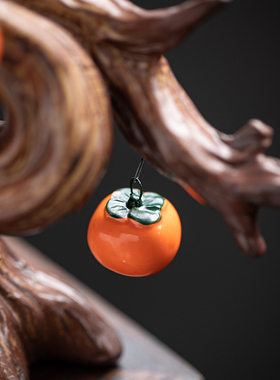 创意陶瓷柿子摆件新中式乔迁新居送礼品玄关酒柜电视柜禅意装饰品