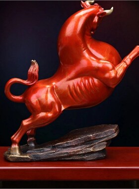 铜牛摆件牛气冲天办公室书房桌面铜工艺品装饰公司开业乔迁礼品