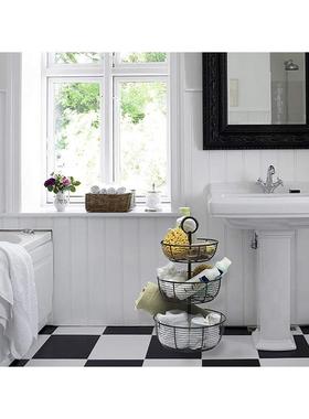 厂直销三家层铁艺水篮浴果室USN铁线收纳篮收纳筐沥水篮置物架