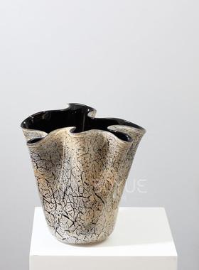 新中奢不规则手捏扣异式形琉花瓶样板间客厅酒AXE店餐厅玄关璃摆