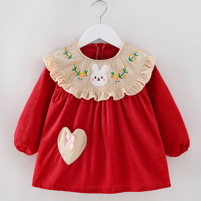 Baby girl smock, little princess outer wear, fashionable apron, autumn and winter children's eating clothes, baby waterproof and anti-dirty rice bib