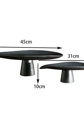 极简轻奢黑白两色高脚果盘摆件样板间售楼处软装家居客厅茶几装饰