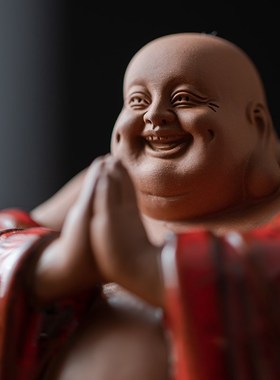 久造中式禅意弥勒佛摆件陶瓷招财大肚笑佛客厅办公室桌面装饰摆设