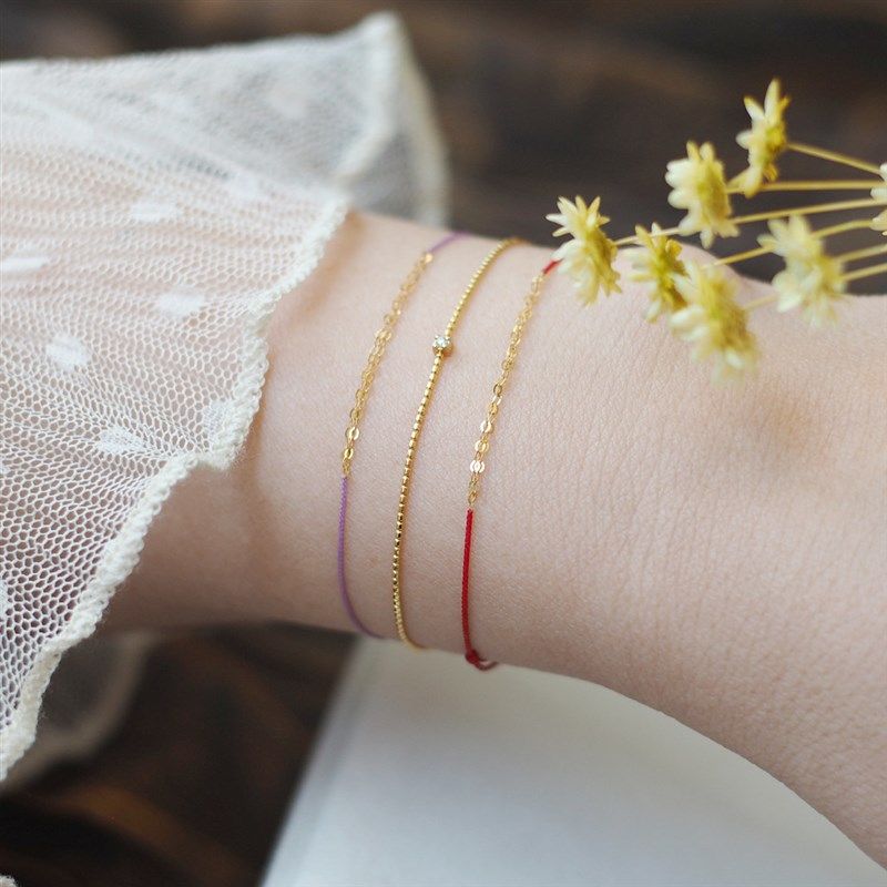 手工编织本命年红绳手链18K金双层链条百搭抽拉手绳男女情侣礼物,淘宝优惠券,粉丝福利购,淘宝优惠卷