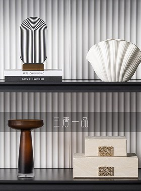 意式极简客厅电视背景墙s酒柜书柜开放格摆件别墅酒店高级感软装