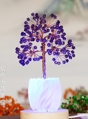 水晶摇钱树摆件招财发财家居客厅玄关酒柜办公桌饰品乔迁新居礼品