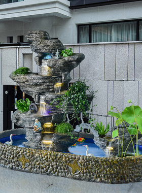 户外成品鱼池循环流水摆件假山造景阳台天井庭院花园布置室内水景