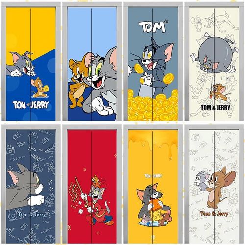 猫和老鼠卡通自粘式电影院入户门电梯门贴纸一梯一户装饰贴画贴膜 - 图0