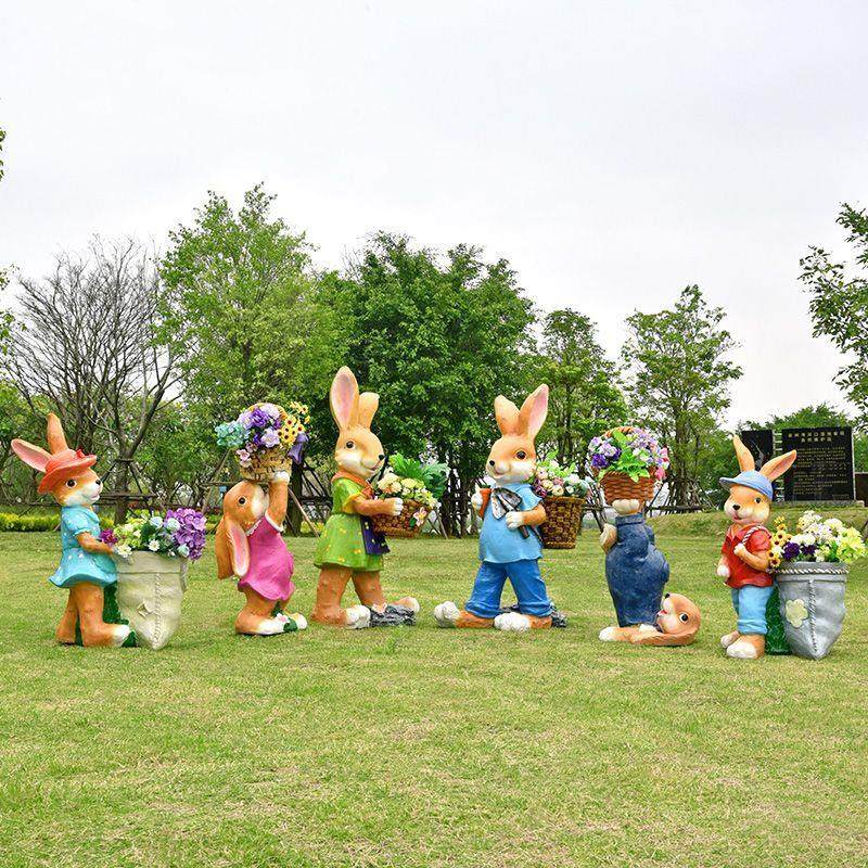 户外卡通兔子雕塑彷真动物鸡鸭花缸落地装饰摆件幼儿园玻璃钢小品,淘宝优惠券,粉丝福利购,淘宝优惠卷