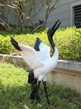 户外玻璃钢仿真仙鹤雕塑丹顶鹤花园假山造景水池动物装饰大摆件