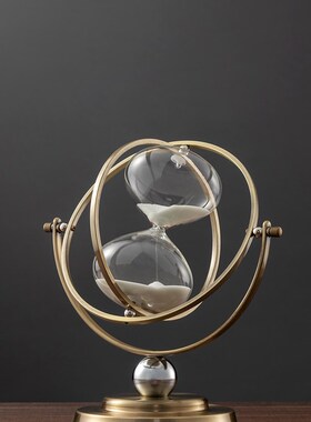 热销北欧创意个性地球仪沙漏计时器30分钟60摆件现代轻奢办公室装