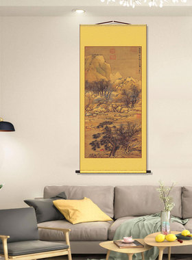明代名家古画字画玄关书房山水国画仿古字画卷轴丝绸画定制礼品画
