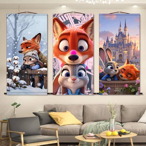 疯狂动物城Zootopia 2动画电影海报装饰画客厅卧室酒店儿童房挂画 - 图1