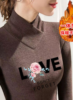 秋冬季洋气宽松妈妈装双面德绒半高领打底衫大码长袖修身纯色上衣