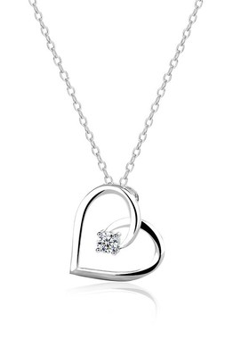 925银心形镶钻项链小众设计感轻奢锁骨链520母亲节礼物送妈妈女友