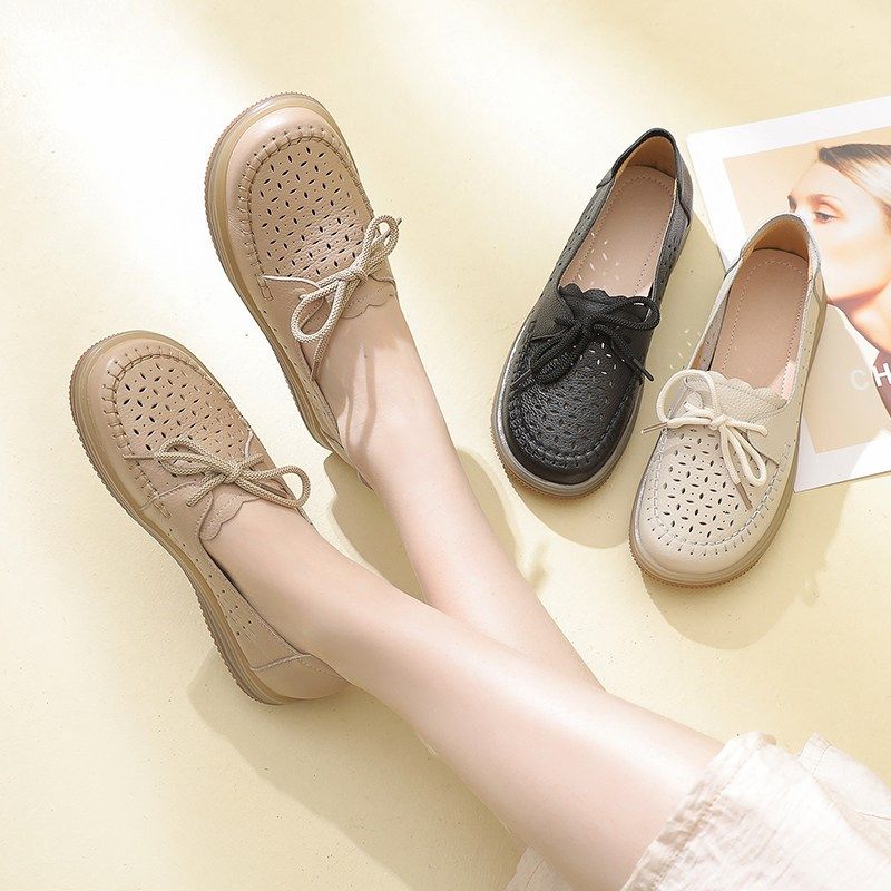 2025新款真皮洞洞鞋女夏季镂空中年妈妈鞋子软底休闲皮鞋平底凉鞋,淘宝优惠券,粉丝福利购,淘宝优惠卷