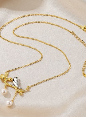 中国风饰品天然淡水珍珠项链古风文艺小众个性百搭纯银吊坠项饰品