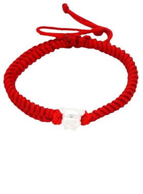 纯银本命年十二生肖红绳手链手工编织3D硬银生肖男女情侣手绳手串