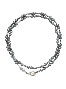 法式轻奢双层OT扣长款珍珠项链女小众设计感叠戴气质高级锁骨链