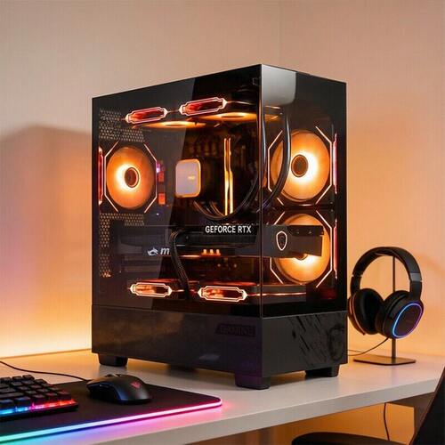 微星AMD锐龙主机5600/5700X/5500X3D/RTX5060Ti/7650GRE/9060XT台式电脑整机办公游戏电竞DIY组装机海景房 - 图1