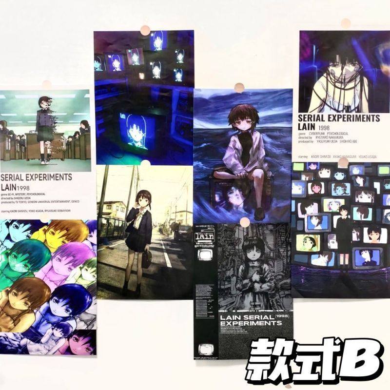 lain铃音海报日系墙贴学生复古宿舍房间卧室墙面装饰漫画贴纸背景,淘宝优惠券,粉丝福利购,淘宝优惠卷