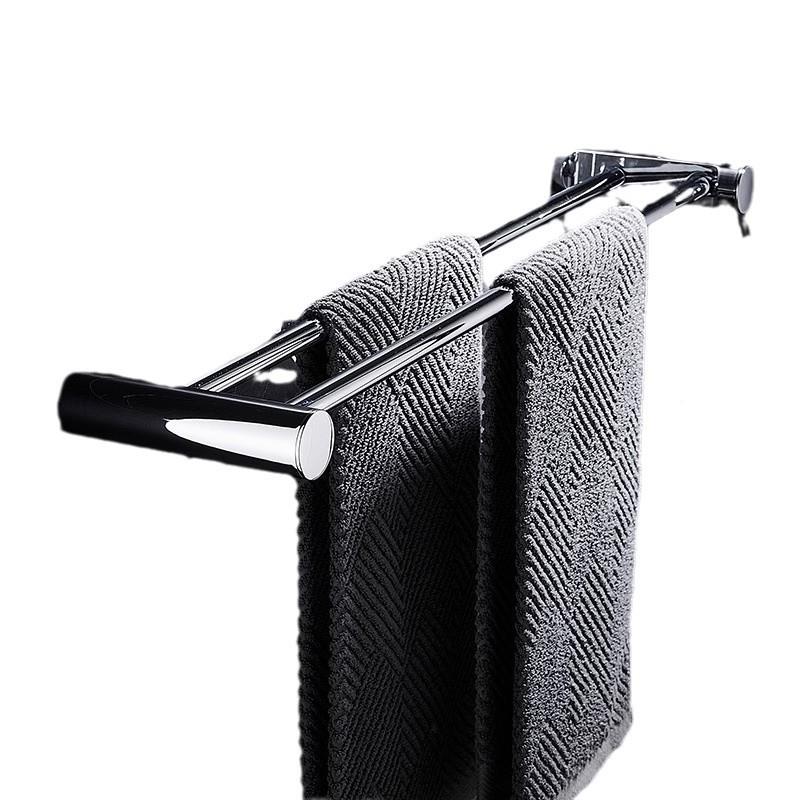 毛巾杆打架双孔MYJ浴室卫生间镀巾铬单杆挂毛浴巾置物架壁挂式收 - 图3