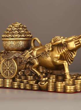 牛摆件工艺全铜牛转乾坤工艺装饰品招财肖办品公桌室铜RSI客厅生