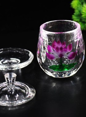 热销供佛用品 水晶莲花杯 佛杯 供杯 净水杯 大悲水 观音莲花杯财