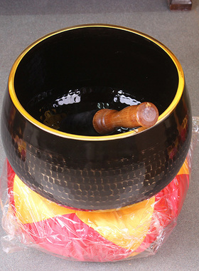热销铜磬引磬钵盂法器佛音碗铜钵佛具大庆黑铜磬大号樟木木鱼寺院