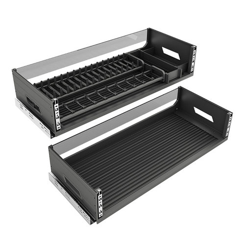 飞鸥碗碟拉篮铝合金35cm深度橱柜浅柜厨房碗盘锅具收纳平篮 - 图3