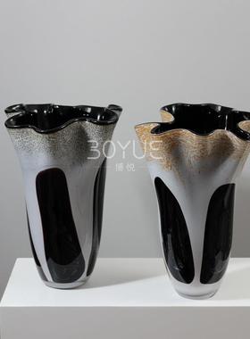 中古风代简约轻奢手工花软瓣口现异形琉璃花瓶家ROE客厅装饰品摆