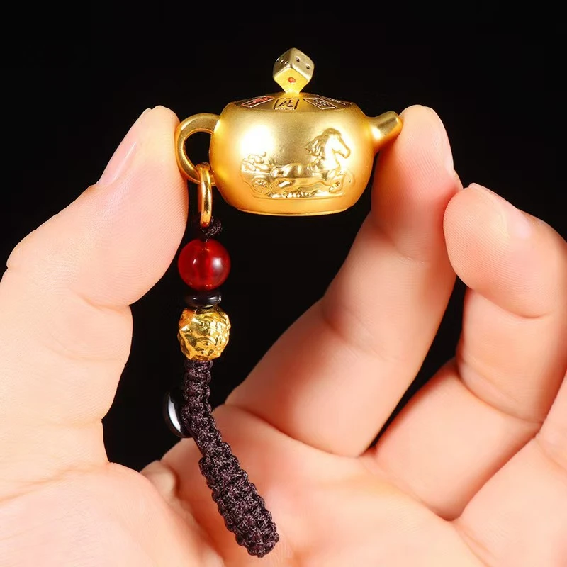 【手握把把壶 把把都要胡】十二生肖黄铜可旋转盖迷你麻将钥匙扣