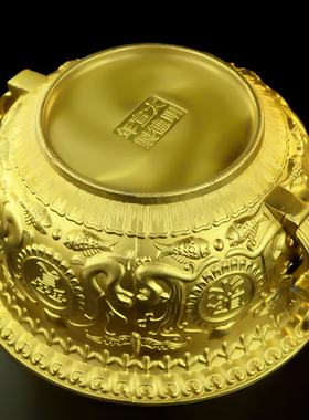 铜聚宝盆摆件纯铜招財聚財实心客厅D店铺办公室装饰品开业结婚礼