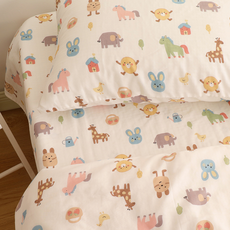 小马驹双层纱宝宝儿童幼儿园单双人被套单件全棉被罩150x200 - 图0