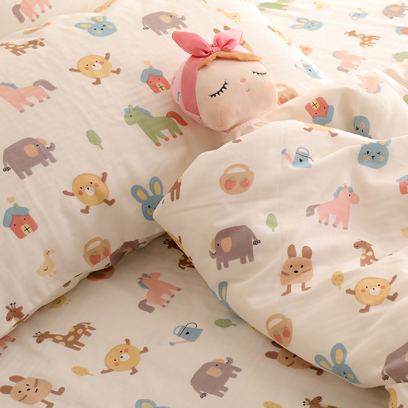 小马驹双层纱宝宝儿童幼儿园单双人被套单件全棉被罩150x200 - 图2