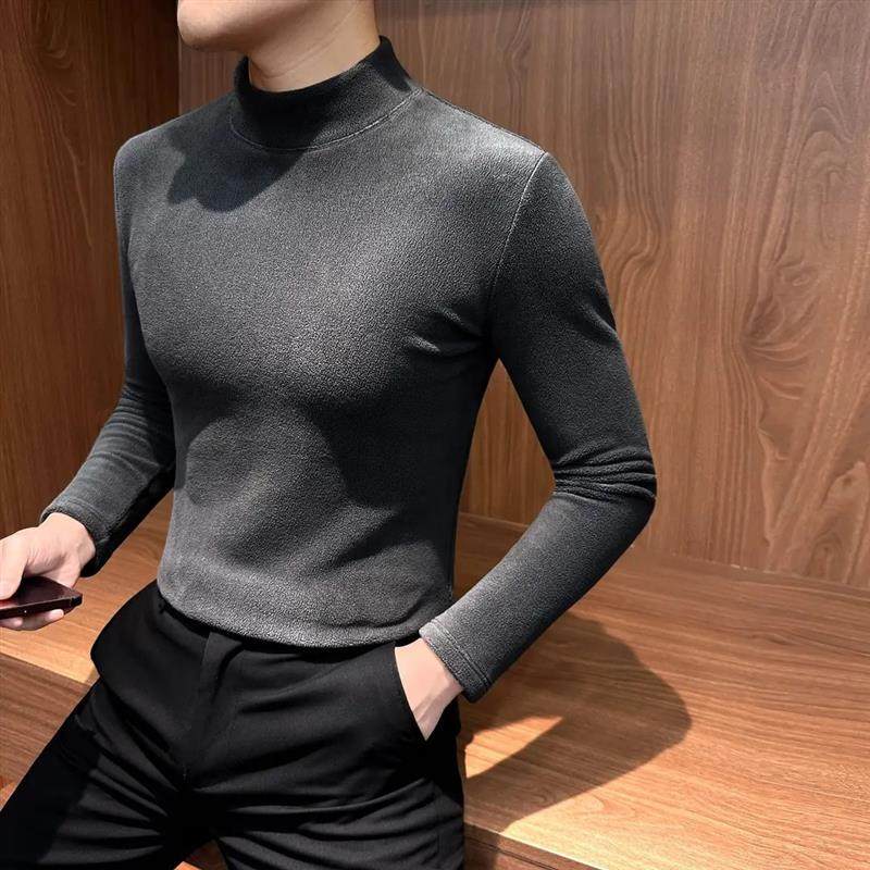FZ轻奢服饰双面绒轻奢精品打底衫25新款高级感男装半高领加绒长袖,淘宝优惠券,粉丝福利购,淘宝优惠卷