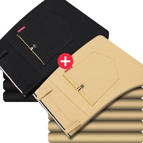 秋季休闲裤男士休闲长裤子冬季厚C薄款修身直筒商务宽松西装男裤 - 图1