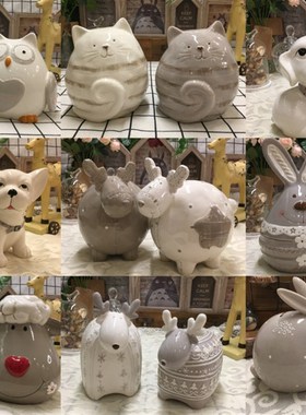 可爱陶瓷存钱罐情侣 创意u个性动物生肖摆件储蓄罐 儿童生日礼物