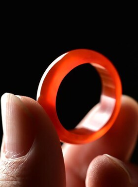 天然冰种红戒指跑环绿玉髓玉石戒指本命年红色指环男女款