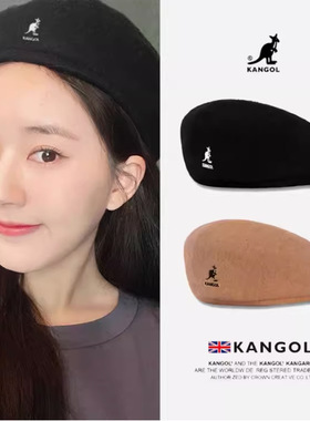 kangol袋鼠贝雷帽子女春夏网眼款前进帽男百搭双面反戴复古画家帽
