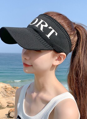 春夏海边空顶遮阳帽子女韩版百搭沙滩太阳帽休闲遮阳防晒棒球帽