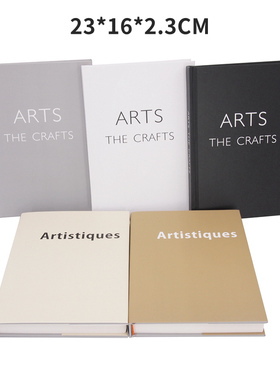 黑白灰现代简约风格 样板房装饰英文道I具书 英文装饰书仿真书摆