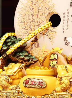招财进宝金蟾聚宝盆摆件客厅酒柜平安扣装饰品店铺收银台开业礼物