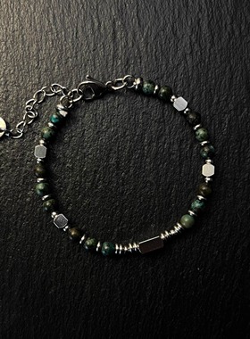 AvoStudio复古绿银天然石手链