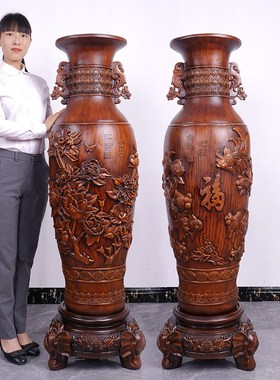 花瓶摆件一对酒店玄关大厅大型落地装饰品公司开业办公室乔迁礼品