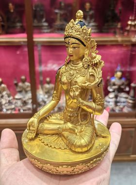 白度母/白度姆/卓玛/绿度母/15cm金铜佛像梵天藏传佛堂供奉摆件