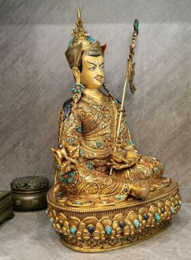 莲师/莲花生大士/莲花生/莲花生大师/莲花生/48cm尼泊尔鎏金佛像